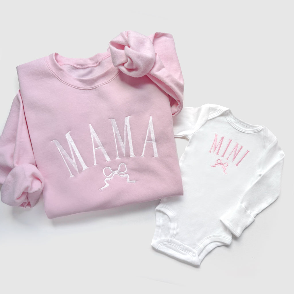 Matching Mama and Mini Embroidered Sweatshirts & Outfits with Bows