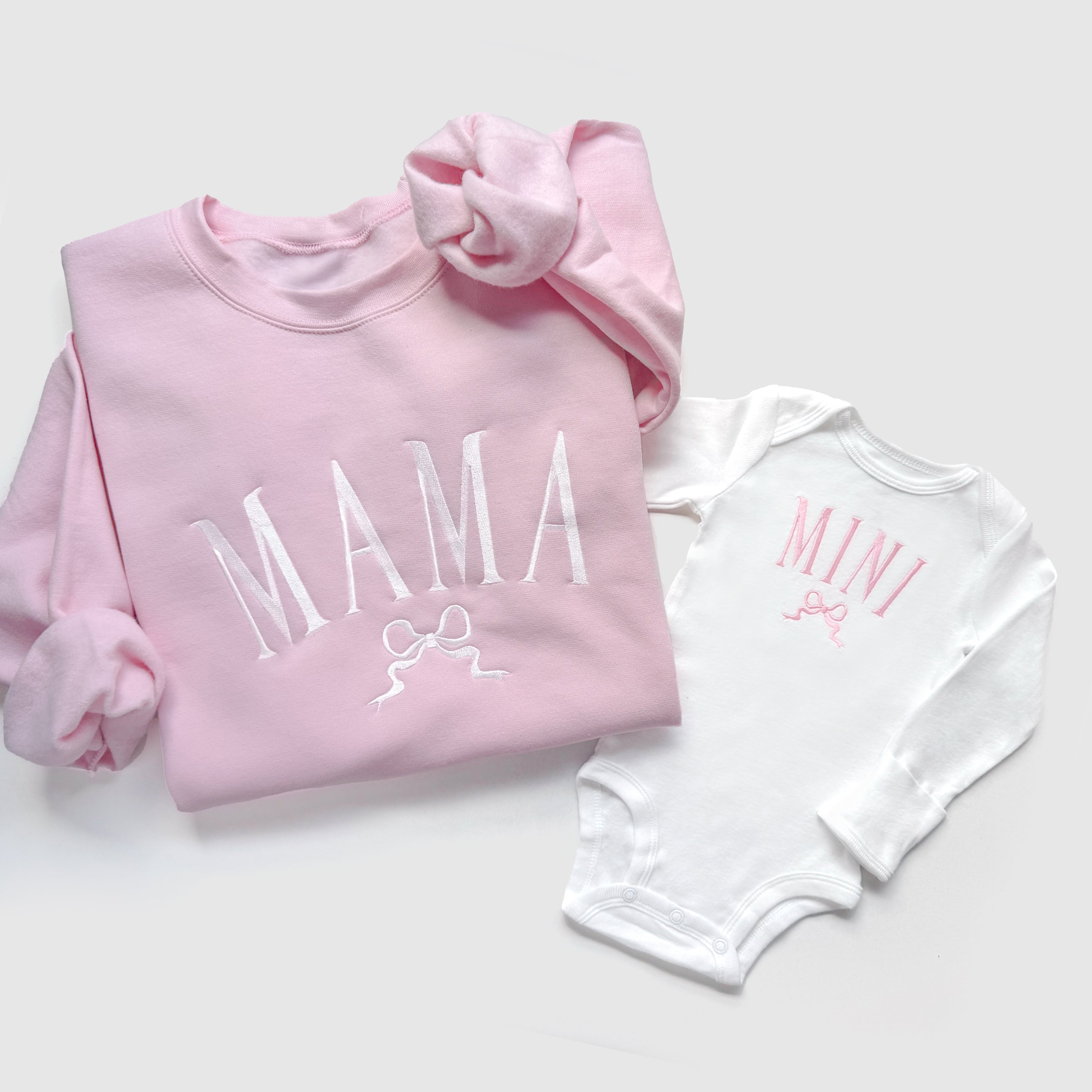 Matching Mama and Mini Embroidered Sweatshirts & Outfits with Bows
