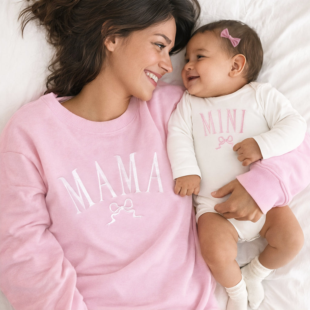 Matching Mama and Mini Embroidered Sweatshirts & Outfits with Bows