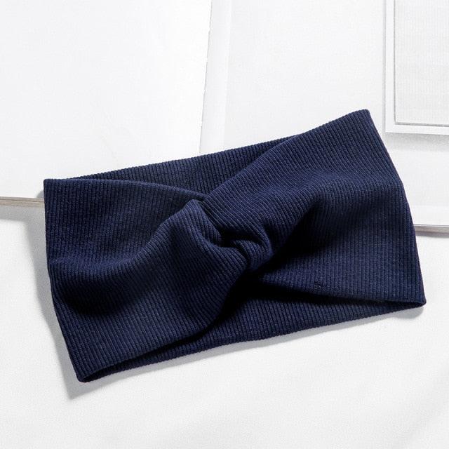 Women Girls Solid Color Hair Bands Knitted Cotton Headbands Vintage Cross Turban Bandage Bandanas HairBands Hair Accessories