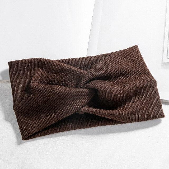 Women Girls Solid Color Hair Bands Knitted Cotton Headbands Vintage Cross Turban Bandage Bandanas HairBands Hair Accessories