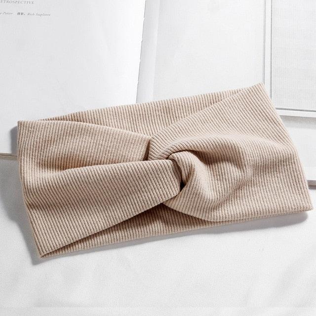 Women Girls Solid Color Hair Bands Knitted Cotton Headbands Vintage Cross Turban Bandage Bandanas HairBands Hair Accessories