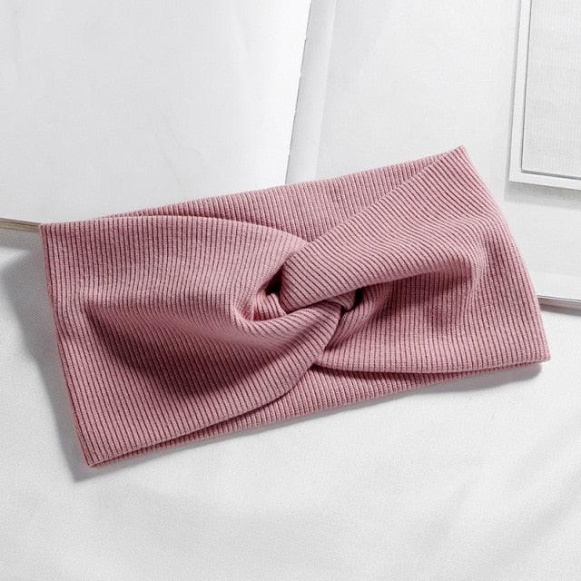 Women Girls Solid Color Hair Bands Knitted Cotton Headbands Vintage Cross Turban Bandage Bandanas HairBands Hair Accessories
