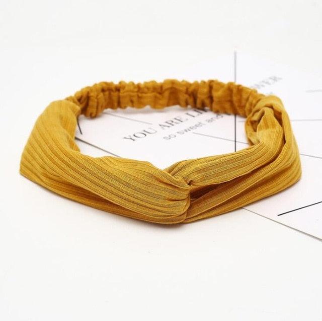 Women Girls Solid Color Hair Bands Knitted Cotton Headbands Vintage Cross Turban Bandage Bandanas HairBands Hair Accessories
