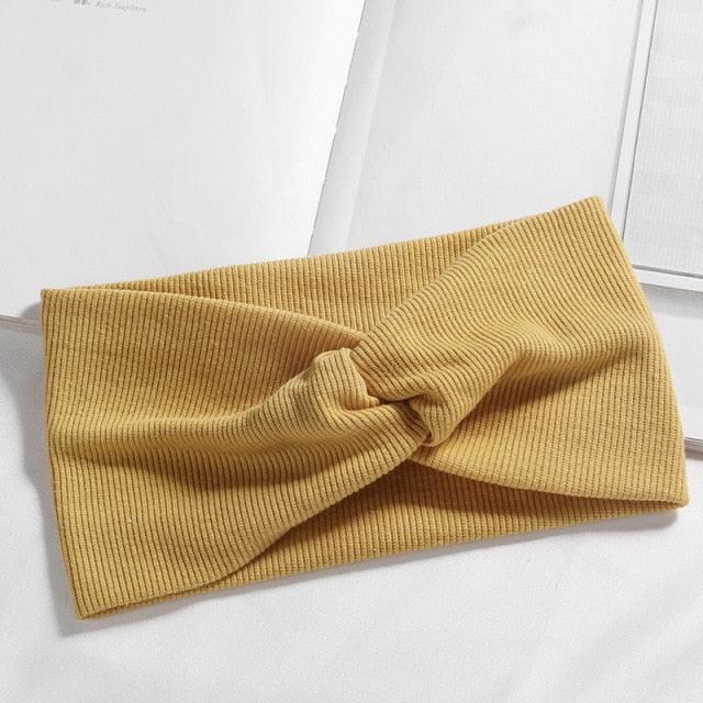Women Girls Solid Color Hair Bands Knitted Cotton Headbands Vintage Cross Turban Bandage Bandanas HairBands Hair Accessories