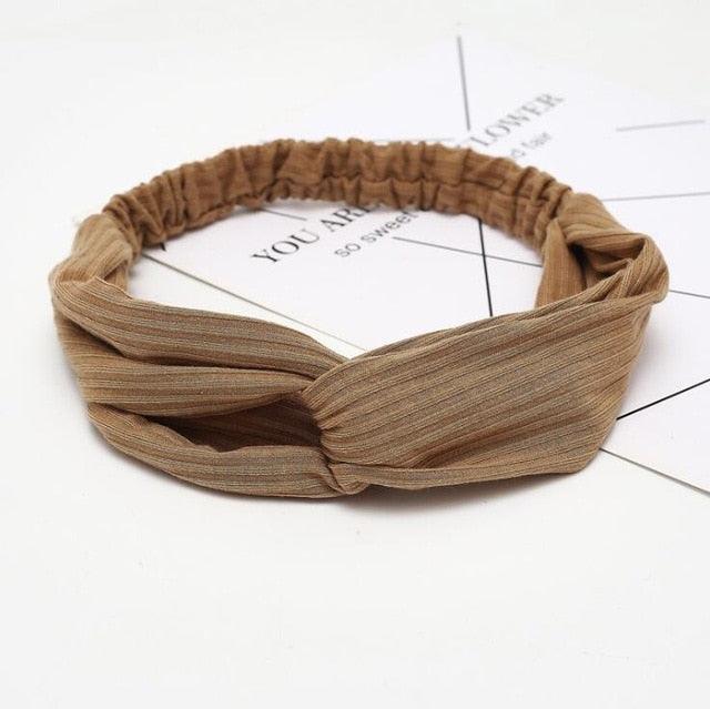 Women Girls Solid Color Hair Bands Knitted Cotton Headbands Vintage Cross Turban Bandage Bandanas HairBands Hair Accessories
