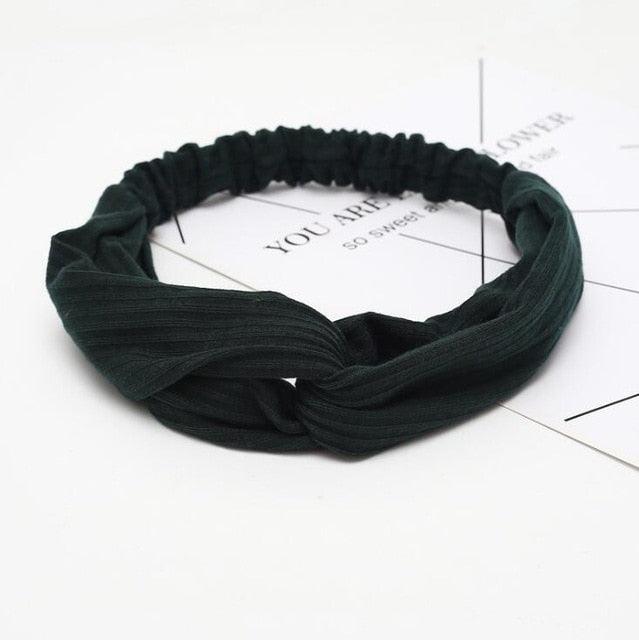 Women Girls Solid Color Hair Bands Knitted Cotton Headbands Vintage Cross Turban Bandage Bandanas HairBands Hair Accessories